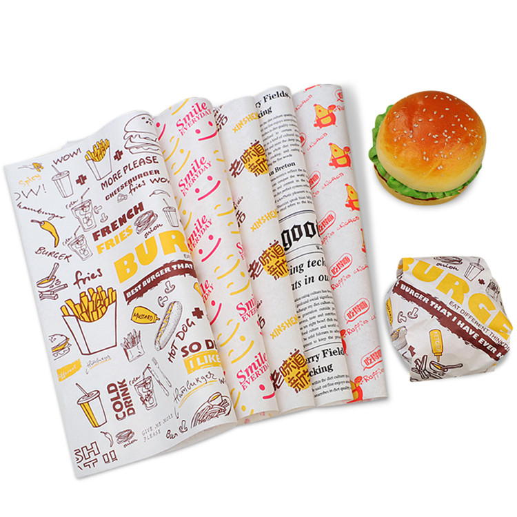 Burger bread packaging wrapping paper with logo print Wrapping Paper Manufacturers