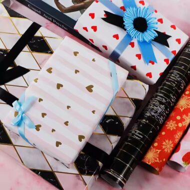 Custom birthday gift wrapping paper with colorful pattern designs