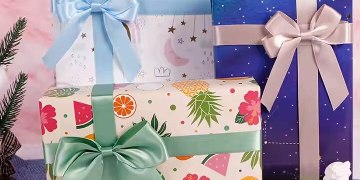 Custom birthday gift wrapping paper with colorful pattern designs