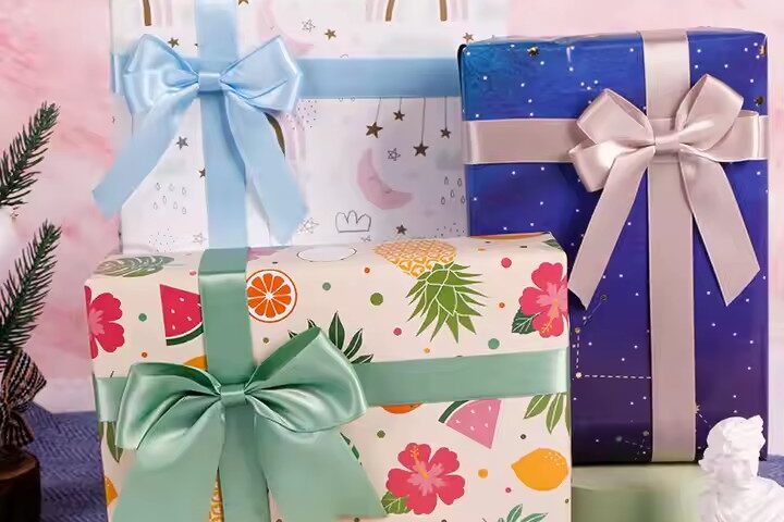 Custom birthday gift wrapping paper with colorful pattern designs