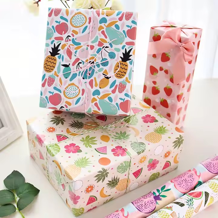 Custom birthday gift wrapping paper with colorful pattern designs