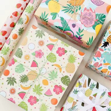 Custom birthday gift wrapping paper with colorful pattern designs