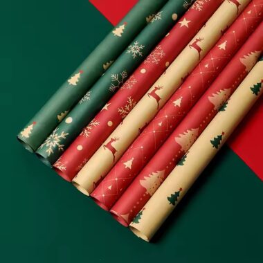 Custom logo Christmas wrapping paper with festive holiday designs