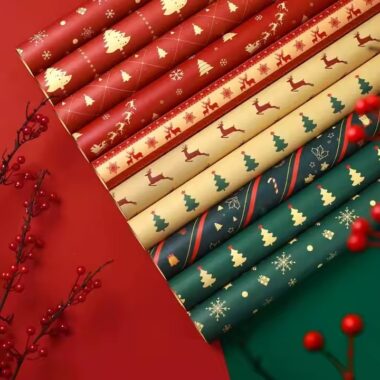 Custom logo Christmas wrapping paper with festive holiday designs