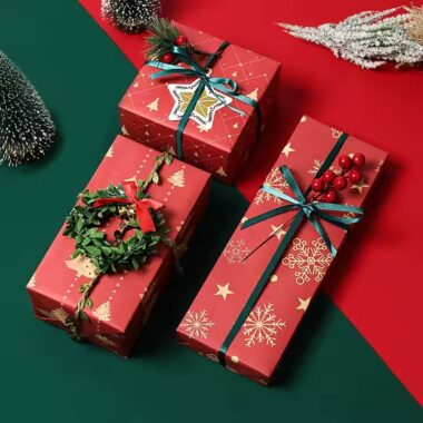 Custom logo Christmas wrapping paper with festive holiday designs