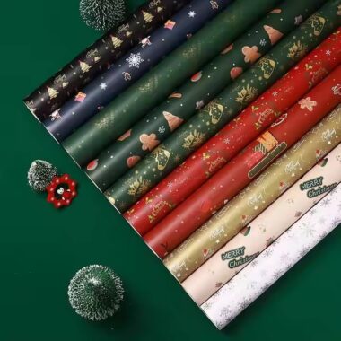 Custom logo Christmas wrapping paper with festive holiday designs