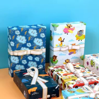 Elegant custom birthday gift wrapping paper with decorative prints
