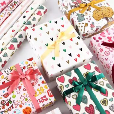 Elegant custom birthday gift wrapping paper with decorative prints
