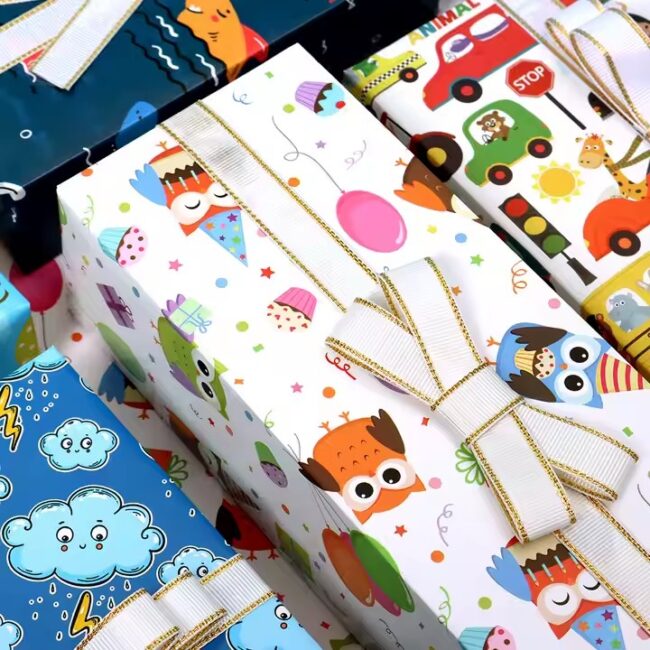 Elegant custom birthday gift wrapping paper with decorative prints