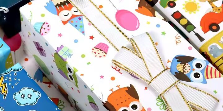 Elegant custom birthday gift wrapping paper with decorative prints