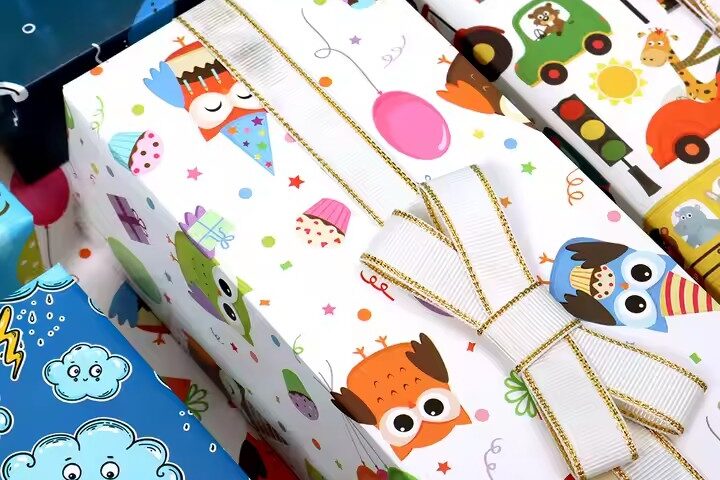 Elegant custom birthday gift wrapping paper with decorative prints