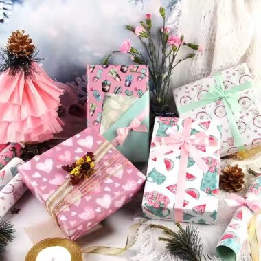 Elegant custom birthday gift wrapping paper with decorative prints