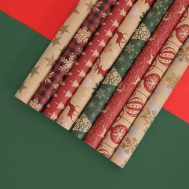 Premium custom kraft paper Christmas wrapping rolls with festive holiday prints