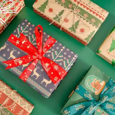 Premium custom kraft paper Christmas wrapping rolls with festive holiday prints