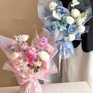 Printed floral wrapping paper in sheets and rolls

