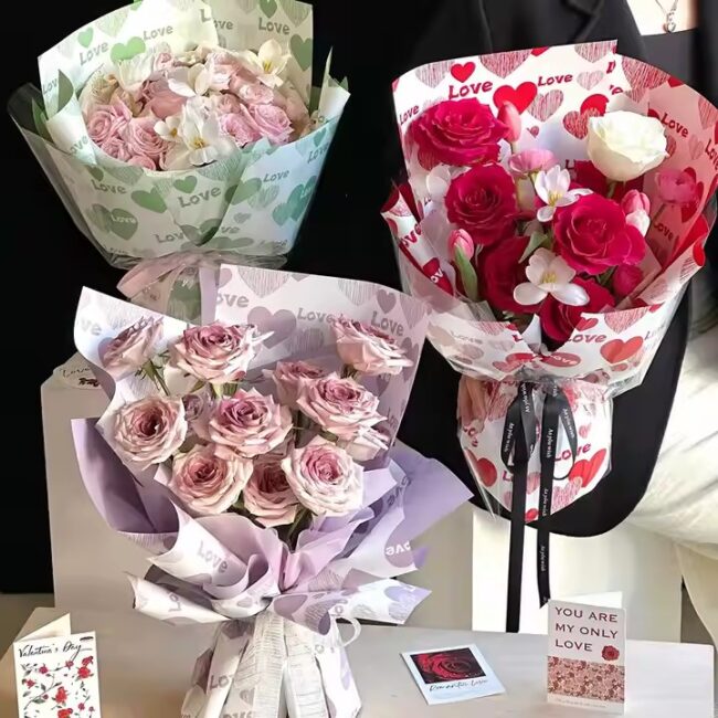 Custom waterproof flower wrapping paper for Valentine’s Day