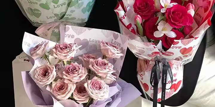 Custom waterproof flower wrapping paper for Valentine’s Day