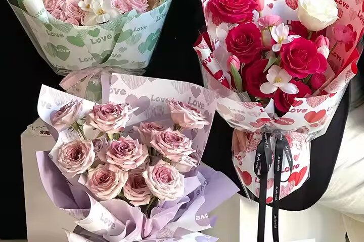 Custom waterproof flower wrapping paper for Valentine’s Day