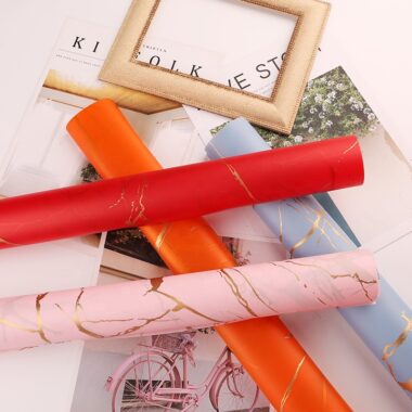 Marble print flower wrapping paper for luxury bouquet packaging