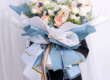 Marble print flower wrapping paper for luxury bouquet packaging