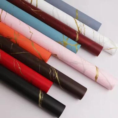 Marble print flower wrapping paper for luxury bouquet packaging