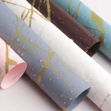 Marble print flower wrapping paper for luxury bouquet packaging