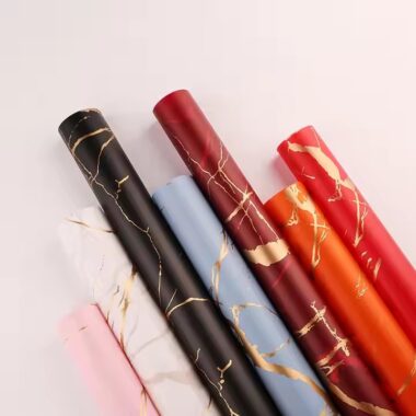 Marble print flower wrapping paper for luxury bouquet packaging