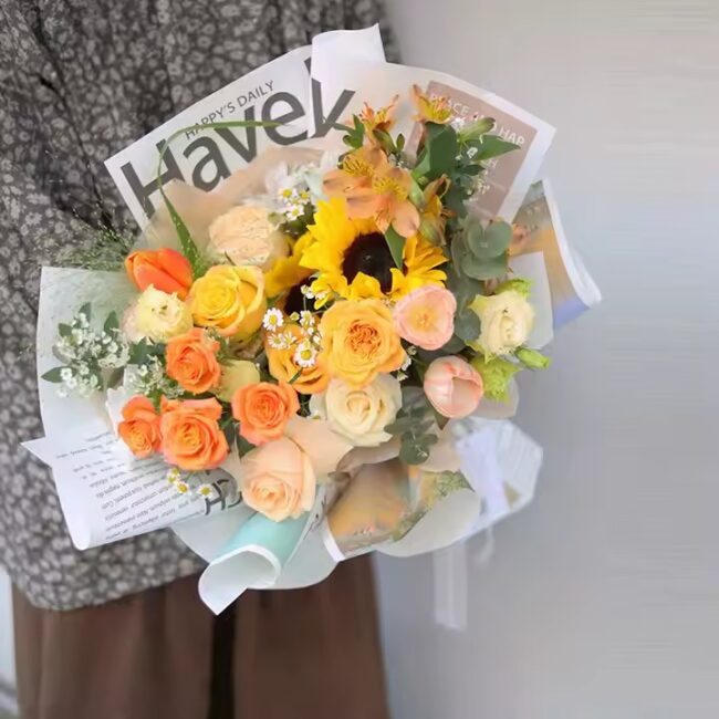 Vintage English newspaper flower wrapping paper for bouquets