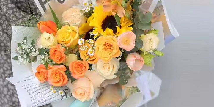 Vintage English newspaper flower wrapping paper for bouquets