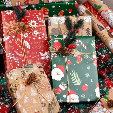 Custom premium Christmas wrapping paper rolls with festive holiday prints