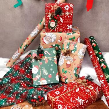 Custom premium Christmas wrapping paper rolls with festive holiday prints