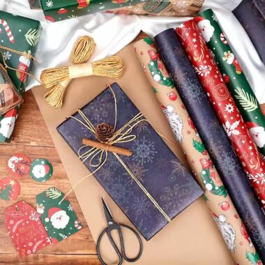 Custom premium Christmas wrapping paper rolls with festive holiday prints