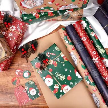 Custom premium Christmas wrapping paper rolls with festive holiday prints