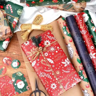 Custom premium Christmas wrapping paper rolls with festive holiday prints