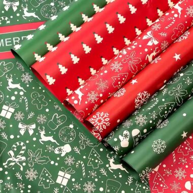 Custom logo Christmas wrapping paper rolls with festive prints