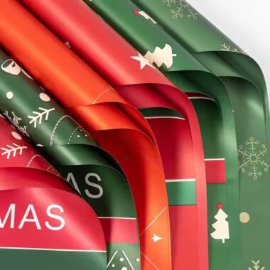 Custom logo Christmas wrapping paper rolls with festive prints