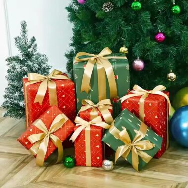 Custom logo Christmas wrapping paper rolls with festive prints