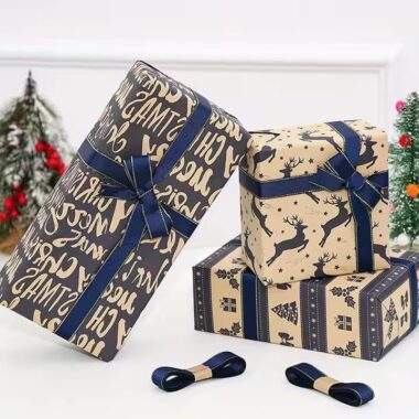 Vintage kraft paper Christmas wrapping rolls for rustic holiday packaging