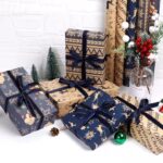 Vintage kraft paper Christmas wrapping rolls for rustic holiday packaging
