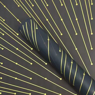Custom flower wrapping paper with gold foil line design