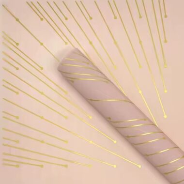 Custom flower wrapping paper with gold foil line design