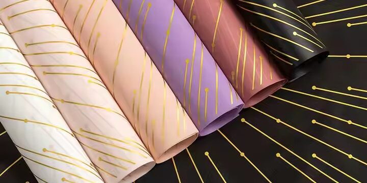 Custom flower wrapping paper with gold foil line design