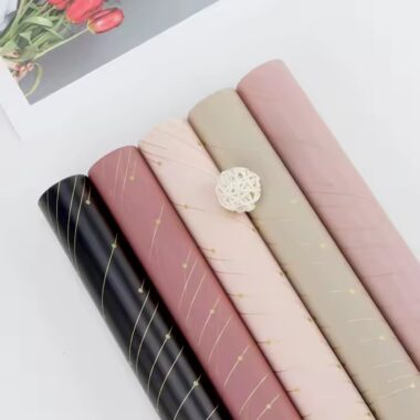 Custom flower wrapping paper with gold foil line design