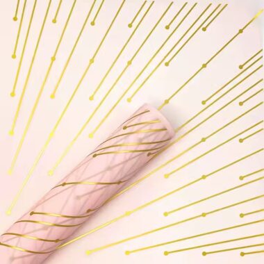 Custom flower wrapping paper with gold foil line design