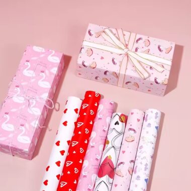Custom birthday and Valentine’s gift wrapping paper with romantic prints