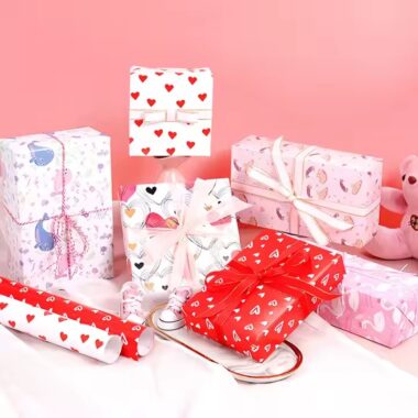 Custom birthday and Valentine’s gift wrapping paper with romantic prints
