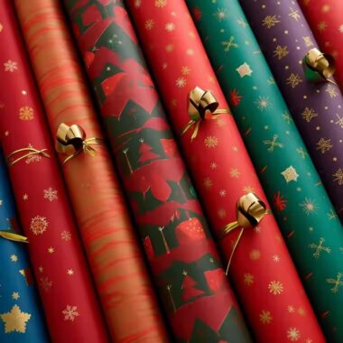 Custom high-quality Christmas wrapping paper rolls with festive prints