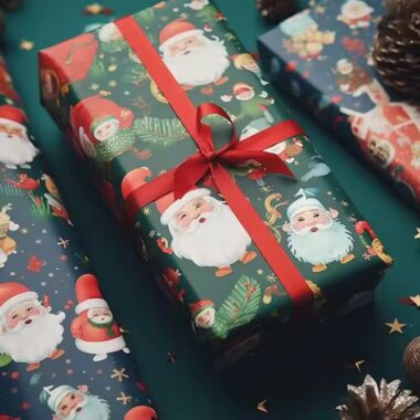 Custom high-quality Christmas wrapping paper rolls with festive prints