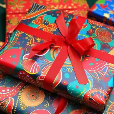 Custom high-quality Christmas wrapping paper rolls with festive prints