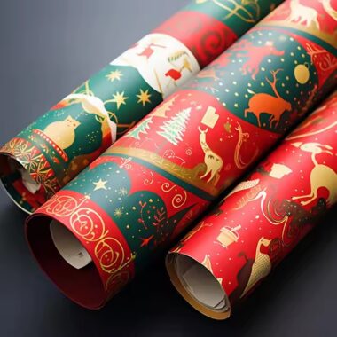 Custom high-quality Christmas wrapping paper rolls with festive prints